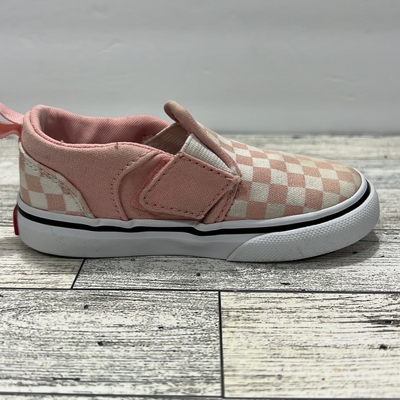 Vans® Asher V Kids' Pink Checkered Shoes slip on - Picture 14 of 16